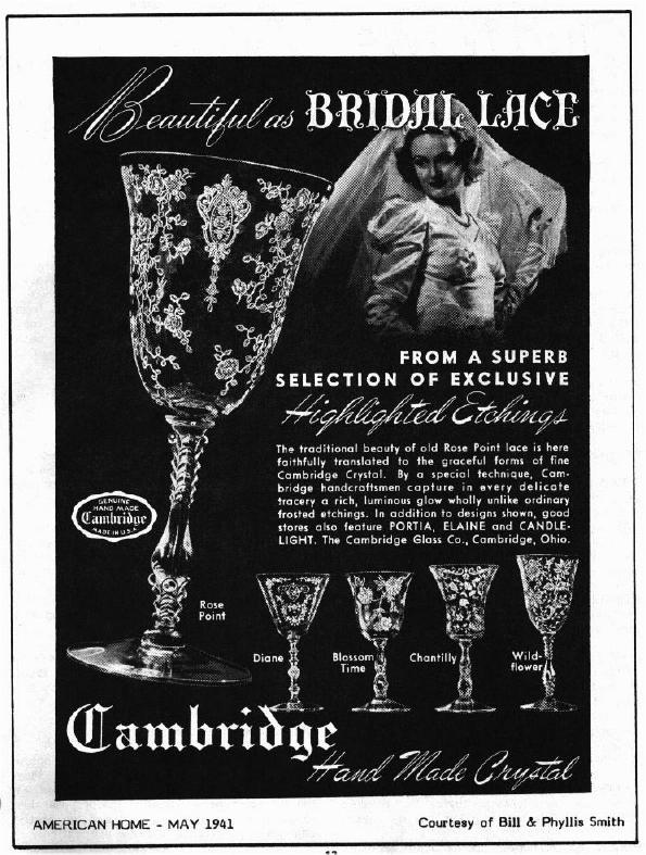 Vintage 1930s Rose Point Cambridge Short Martini Glasses